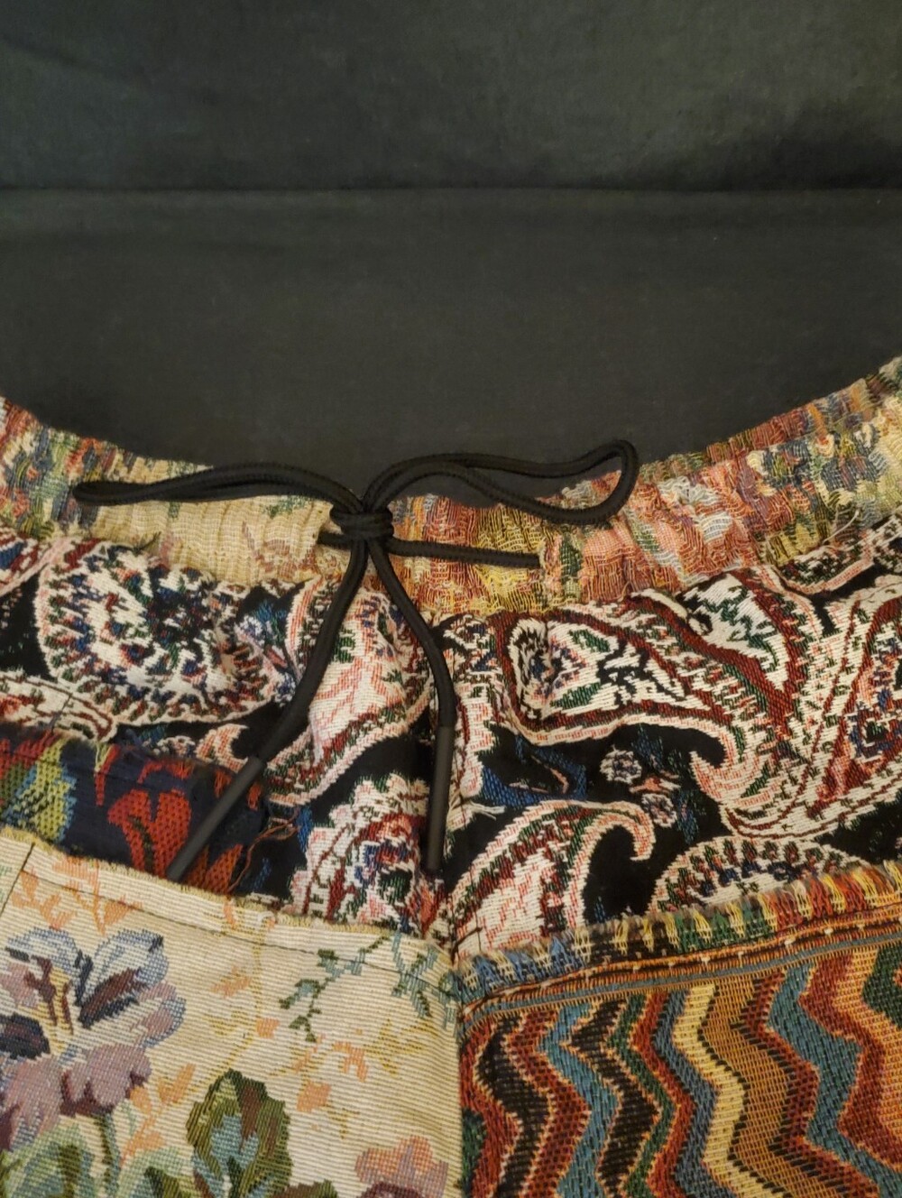 Patchwork Tapestry Shorts with Floral, Chevron, and Paisley UNISEX - Picture 4 of 6